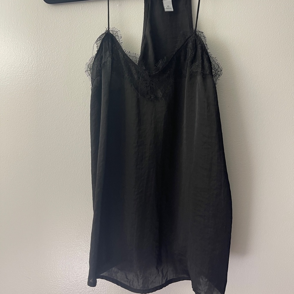 Silk black top with lace lining